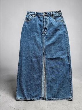 ROLLA'S Blue Denim Maxi Skirt with Front Slit